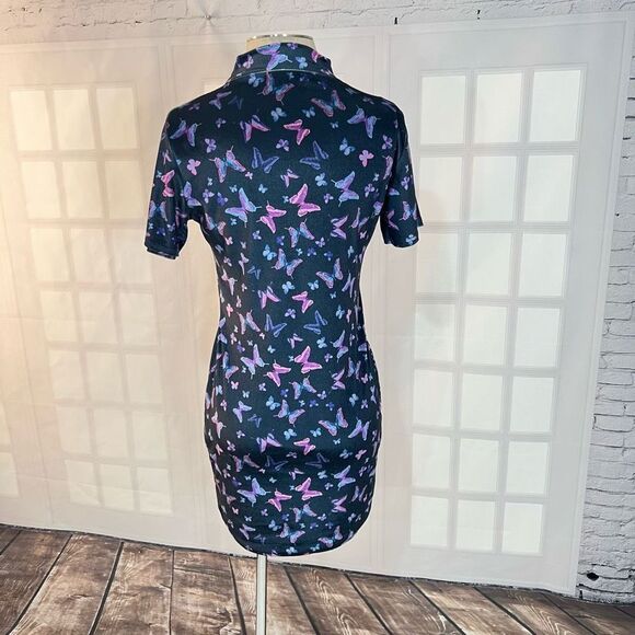 Rokoko velvet short sleeve mock neck velvet butterfly bodycon mini dress size 10 - Picture 5 of 9